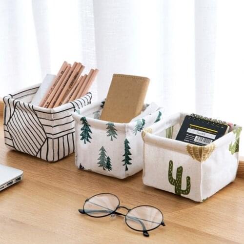 Cotton Linen Desktop Storage Box Toy Sundries Container Bathroom Shampoo Basket Office Stationary Supplies Home Organizer Tool