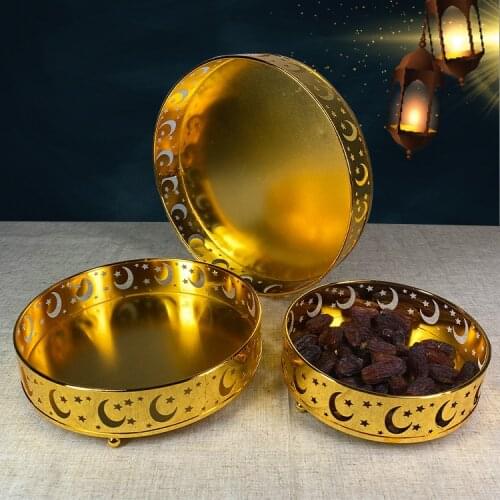 New Muslim Eid Festival Supplies Eid Al-Adha Dinner Plate Tray Wrought Iron Disc Tray Home Decoration