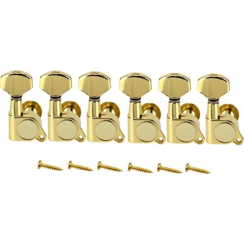 New Set of 6pcs Guitar Tuning Keys Pegs Machine Heads 6R / 6L Gold Small Buttons Gear Ratio 15:1