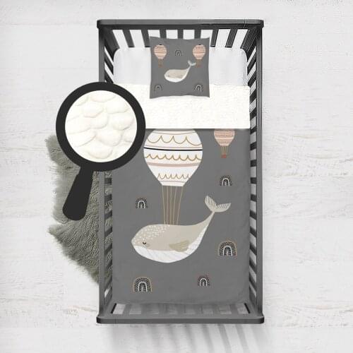 Kids Minky Blanket Super Soft and Warm Baby Blankets Children for Couch and Bed Dark Gray Whale Balloon Model 1334