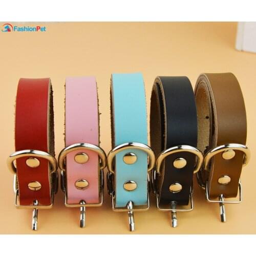 5 Colors 4 Sizes Pet Collar Solid Color PU leather Dog Pet Necklace Leash Lead