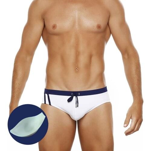 Men Swim Briefs Solid Color Quick Drying Triangle Swimwear With Push Pad Comfortable Bathing Beach Surf Shorts