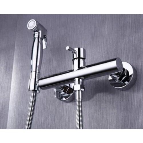 Total Brass chrome functional Women Hand held Bidet Shower set Mixer Portable bidet spray faucet with 1.5m hose