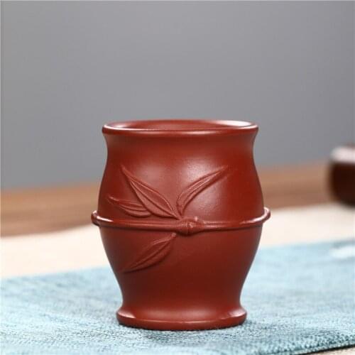 Selling yixing purple sand sample tea cup masters cup run of mine ore dahongpao bamboo cup tea cups custom wholesale