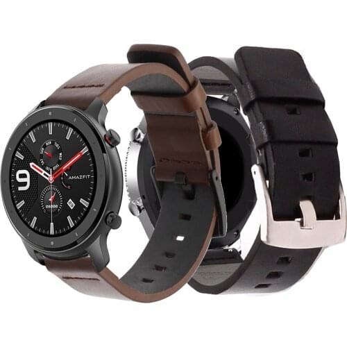 Leather watchband Strap for Xiaomi huami Amazfit Bip/Stratos 2 2S 3/PACE/GTS/GTR 47 42MM Watch Band for Huawei Watch GT 2 Straps