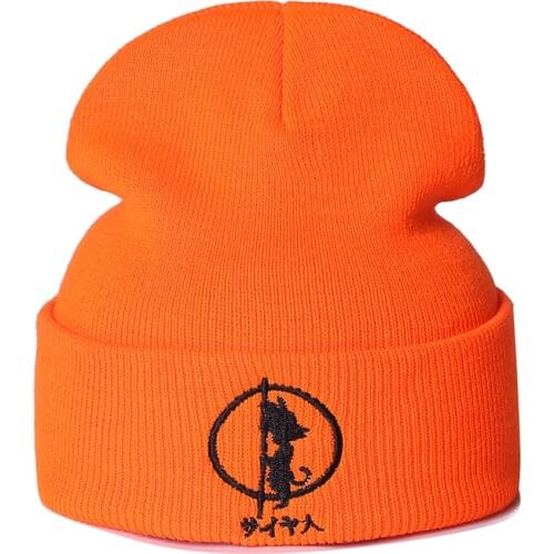 Embroidery Dragon Ballz Beanie Hat Women Men Knitted Warm Winter Hats For Women Men Solid Hip-hop Casual Cuffed Beanies Bonnet
