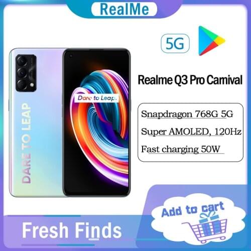 Origina Realme Q3 Pro Carnival 5G SmartPhone 8GB 128GB 6.4inch FHD+ Super AMOLED 120HZ 64MP Camera 50W Fast Charger google Play