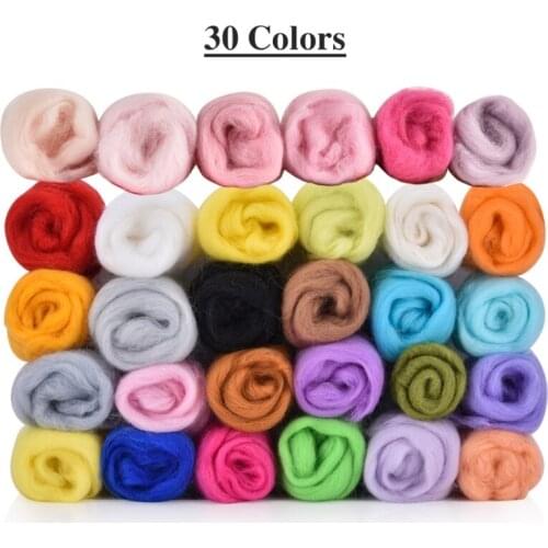 Handmade Needle Felting Starter Kit Roving Wool Set with Felting Tool Hand Spinning DIY Crafts Multi Pure Color Materials M17D