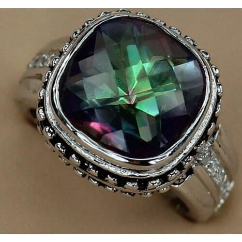 Fleure Esme vintage wedding rings Jewelry & Accessories for men and women Rainbow Cubic Zirconia Rhodium Plated R3278 size 6 7 8