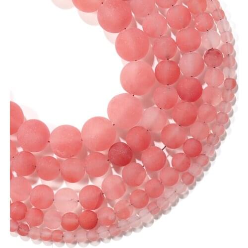 1strand/lot 4/6/8/10mm Matte Watermelon Red Chalcedony Stone Round Loose Spacer Beads For Bracelet Jewelry Makings Supplies