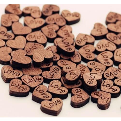 100Pcs Mini Wooden Love Heart Wedding Table Scatter DIY Craft Accessories Rustic Wedding Party DIY Decoration Favor Scrapbooking