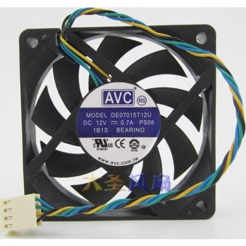 AVC DE07015T12U PS08 DC 12V 0.7A 70x70x15mm 4-wire Server Cooling Fan