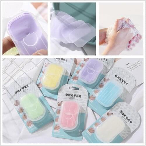 50pcs/box Soap Paper Disposable Mini Hand Washing Bath Clean Soap Clean Scented Slice Outdoor Travel Portable Soap Paper