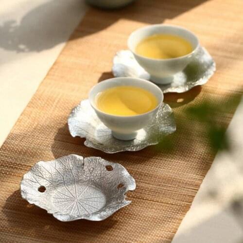 Tea Mat New Retro Metal Saucer Heat Insulation Creative Small Leaf Shape Tea Coaster Cup Holder Kung Fu Tea Ceremony Accessories