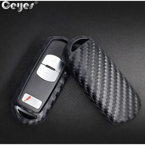 Ceyes Auto Protective Carbon Fiber Smart 2 3 Button Key Cover Shell Car Styling Case For Mazda 3 6 Atenza CX-4 Axela Accessories