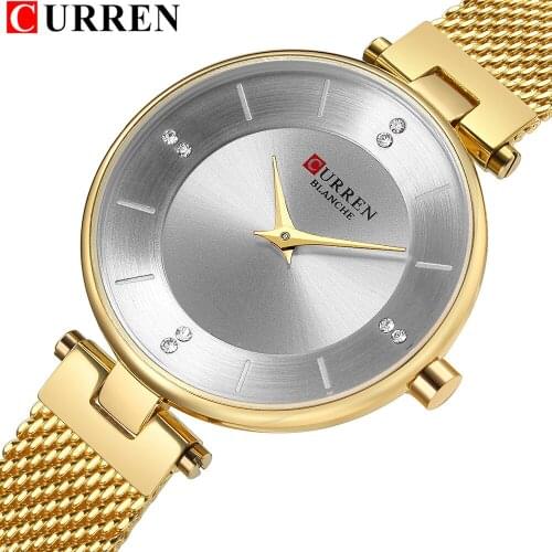 CURREN Top Brand Luxury Women Watches Waterproof Business Gold Stainless Steel Ladies Quartz Wrist watch