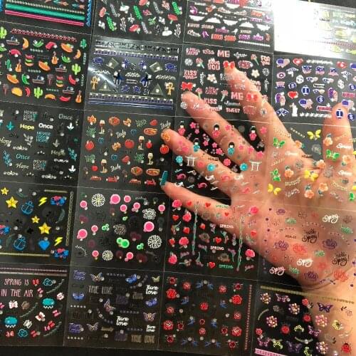 30 Sheets/Set Glitter Rhinestones/ Diamond/Stone Design Nail Stickers 2021 New Adhesive Tip Nail Stickers Sets 3d Rose Decals