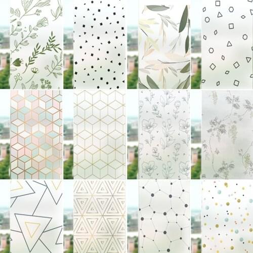 Plant electrostatic frosted glue-free window glass sticker film bathroom opaque shading frosted sunscreen window grille film