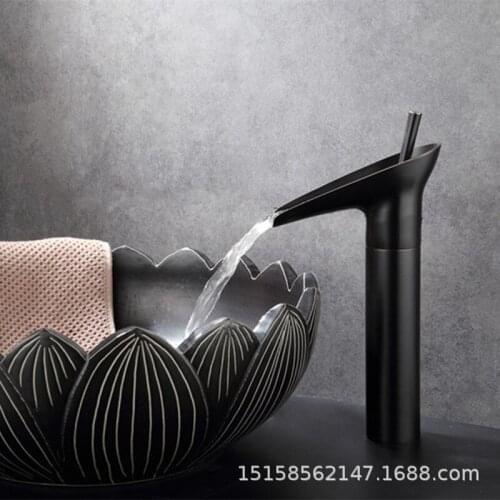 European antique black ancient copper table above basin faucet + tube , hot and cold mixer faucet tall