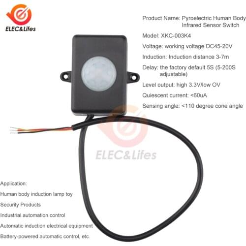 DC4.5-20V Pyroelectric Human Body Infrared Sensor Human Body Induction Module Switch Corridor Elevator Delay Motion Sensor