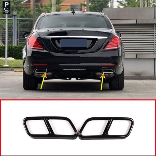 Glossy Black Steel Chrome Car Exhaust Pipe Cover Trim For Mercedes Benz S Class W222 C217 S320 S400 S500 2010-2017 Accessories