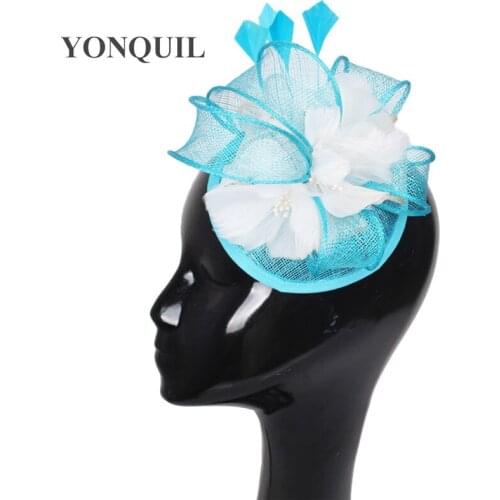 Spring Fascinator Hair Accessories For Women With Feather Flower Wedding Fedora Hat Bridal Headwear Cocktail Party Headpieces