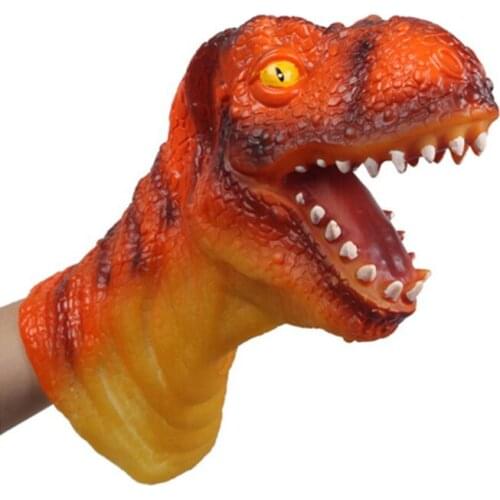 29cm Real Life Animal Dinosaur Hand Puppet Figure Toys Tyrannosaurus Head Hand Puppet Gags & Practical Jokes Toy Gloves For Kids