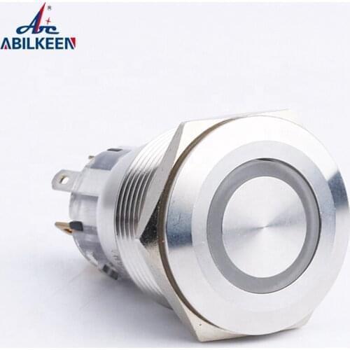 IP67 Flat head19/22/25MM Stainless Steel Push Button Switch LED light Red Green Blue Yellow White