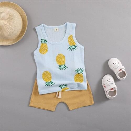 Summer Baby Clothing Set for Boys Tracksuit Kids Clothes T-shirt Vest +Short Pants 2PCS Set Pineapple Baby Sport Suit