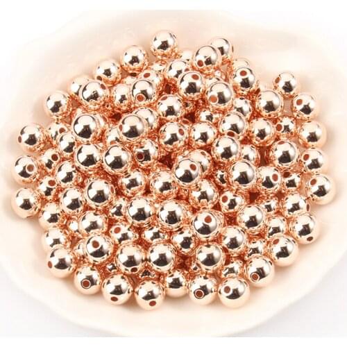 3 4 6 8 10 mm 30-500PCS Rose Gold Plated CCB Round Seed CCB Plastic Round Seed Spacer Beads Loose Beads Jewelry making DIY