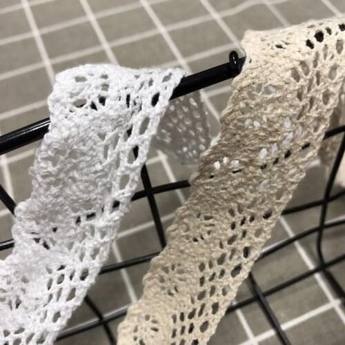 2.5cm*1m High Quality Beautiful White Lace Ribbon Tape 25MM Lace Trim DIY Embroidered For Sewing Decoration African Fabric