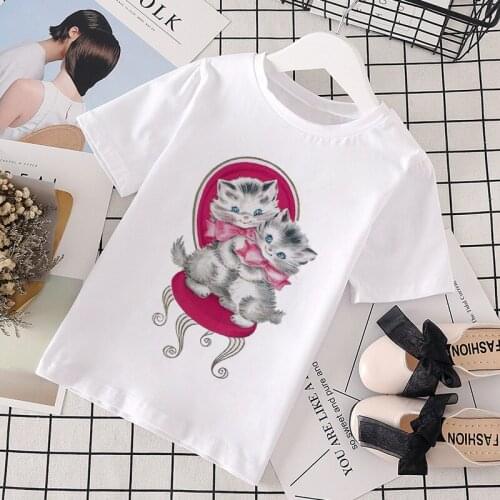 Summer Baby Girl Clothes Cartoon Story Cat Casual Harajuku Tshirt Kids Fashion Boys Funny Kawaii Print T-shirt 1316