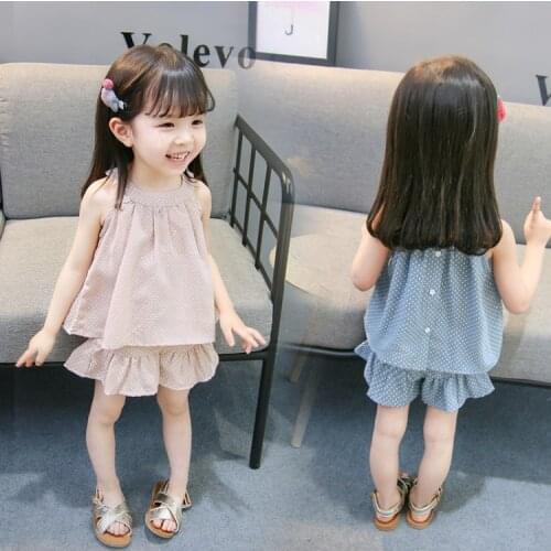 Hot Sale 2021 Childrens Vest And Shorts 2 Pieces Set Baby Kids Summer Clothes Girls Fashion Ruffles Princess Clothing Set P418