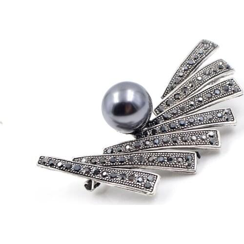 Hot Selling Vintage Stylish Black Brooch Elegant Wedding Bridal Bouquet Broach Pin Amazing Scarf Pin Women Garment Accessories