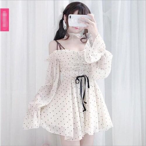 Japanese sweet chiffon dress sweet Tens Girls Charlotte Rita Dolly Mori Girl Party Beach Dresses Cos Loli Lolita Dress