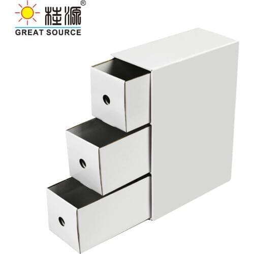 3 Drawers Storage Mini Composable Cabinet Office Corrugate Foldable Home Storage Kraft Paper Environment Friendly(5 PCS)