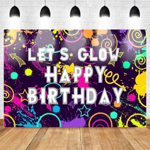 MOCSICKA Lets Glow Themed Party Photography Backdrops Graffiti Art Painting Birthday Photo Background Friends Party Backdrop