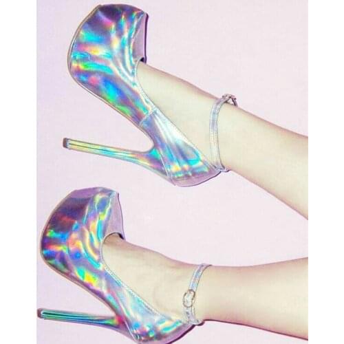 Fashion multi-color patent leather platform shallow mouth super high heels 15 cm casual wedding shoes round head mature elegant