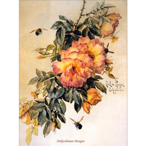 Embroidery Counted Cross Stitch Kits Needlework - Crafts 14 ct DMC Color DIY Arts Handmade Decor - Roses and Bumblebees 2