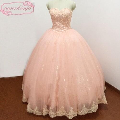 Actual Evening Dresses Sweetheart Neckline Lace Appliques Beading Pearls Ball Gown Bling Bling Coral Prom Dresses Real