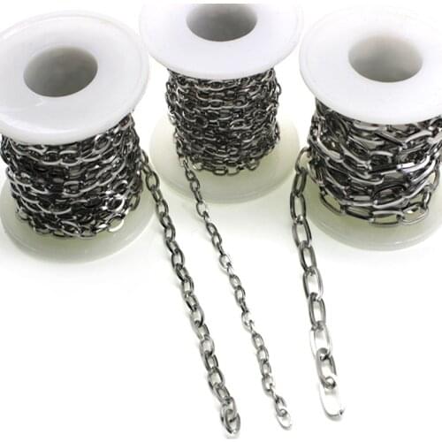 Never Fade Stainless Steel Chain Flat Oval Link Bulk Chains DIY Wallet Chain Jewelry Necklace Making Handmade Accessories