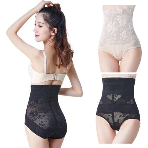 High-waisted Postpartum Hip Lift Tummy Control Underwear Cotton Crotch Large Size Panties Waist Trainer Mesh Transparent Briefs