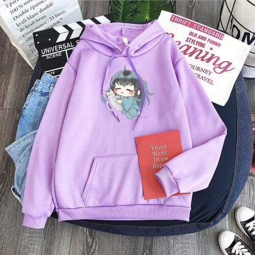 2020 New Fashion Harajuku Hoodie Women Loose Korean Style Demon Blade #Muichiro #Living with Cats Relieved Face Sweatshirt