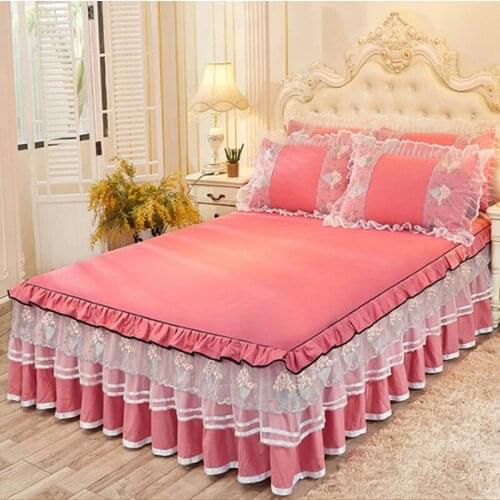Free shipping Princess non-slip lace bedskirt solid color lace bed cover high quality lace mattress cover multi-choice bedspread