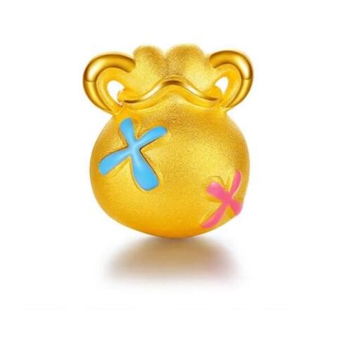 New Arrival 24K Yellow Gold Bracelet Women 999 Gold Colourful Bag Bracelet