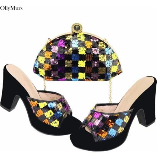 New Design Decoration With Rhinestone Italian Shoes And Bag Set Fashionable Woman Evening Shoes And Bag Set For New Year Party