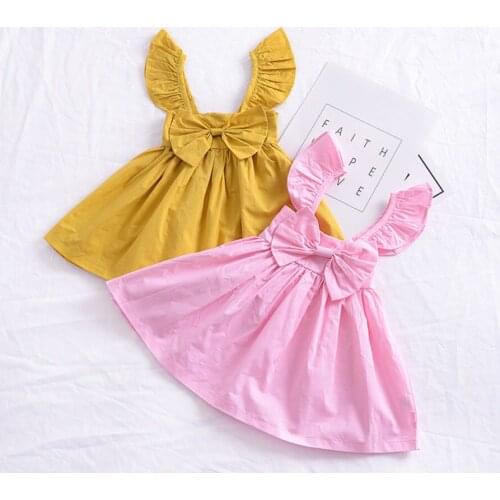 Sleeveless Fashion Cute Girl Dress 3M-3Y UK Newborn Kids Baby Girls Princess Bow Dress Party Casual Clothes Outfit SuMMER