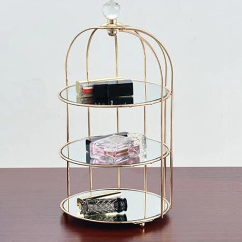 1pc Makeup Shelf Cosmetic Rack Holder Organizer Storage Box Case Vanity Tray Cosmetic Organizers Shelf Stand Gold Desk 1-3 tier