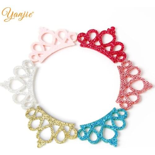 30pcs/lot 45mm Glitter Felt Crown For And Kikds DIY Headband Hair Bow Girls Boutique Hair Accessories