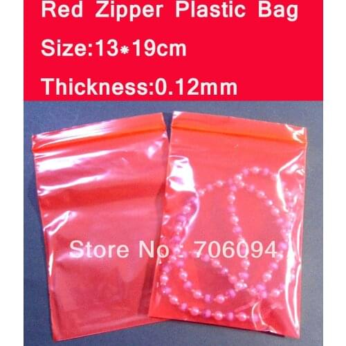 Size:13*19cm,200pcs/lot,Red Zipper Plastic Bag,PE plastic Bag,Ziplock Plastic Bag